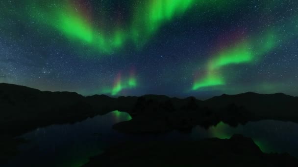Luces boreales sobre fondo azul. Paisaje norte. Paisaje colorido noche. Naturaleza paisaje. Tromso, Norway. Nieve de invierno . — Vídeo de stock