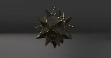 Siyah arkaplanda 3D siyah çokgen yıldız. Soyut 3D arkaplan. Lüks geometrik desen. Bağlantı bilimi geçmişi. 3d satır arkaplanı. Çokgen karanlık yüzey. Kusursuz döngü kurabiliyor.