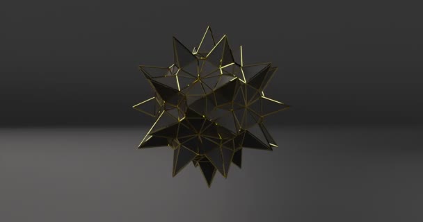 Stella poligonale nera 3d su sfondo nero. Astratto sfondo 3d. Modello geometrico di lusso. Connessioni scientifiche. Sfondo linee 3d. Superficie scura poligonale. In grado di loop senza soluzione di continuità — Video Stock