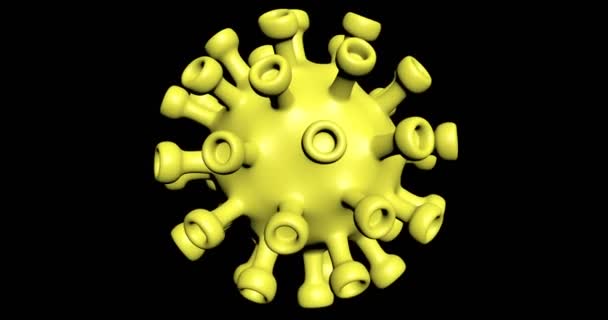 黄色のコロナウイルス医学的背景。医学の概念。生物医学の概念。流行病だ流行性ウイルスだシームレスにループできます — ストック動画