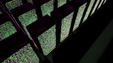 Derin ışık arkaplanındaki soyut mavi veri merkezi. Veri analizi konsepti. Bulut veritabanı bilgisayar veri tabanı. Hologram teknolojisi. Bilgisayar teknolojisi, ağ, veritabanı, internet merkezi.