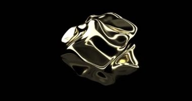 Gürültü soyut altın obje 3D tarzında. Metalik doku. Altın parıltı. Toprak desenli arka plan. Altın metal folyo soyut arka plan. Hırçın, kaba bir geçmişi var. Soyut sanat.