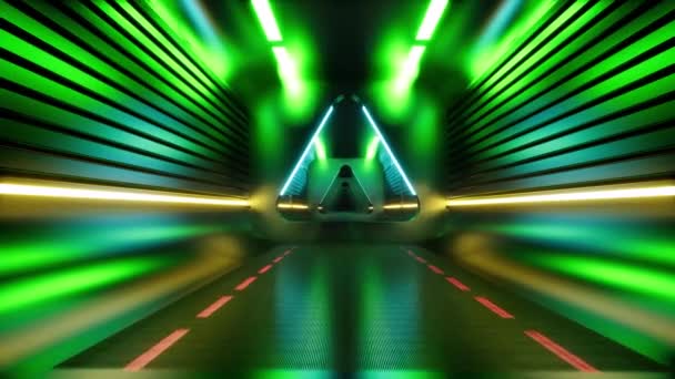 Túnel Techno. Textura de fundo de grade perspectiva futurista. Túnel de fluxo de dados abstrato. Fundo, papel de parede. Grelha matricial futurista, ilustração de túnel virtual. túnel espacial . — Vídeo de Stock