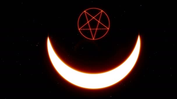 Ο Απόκρυφος Σατανάς. Σατανικό σύμβολο του Εωσφόρου. Σύμβολο θανάτου. Κλασικό αποτύπωμα. Μυστικιστής, μαγεία, φόντο. — Αρχείο Βίντεο