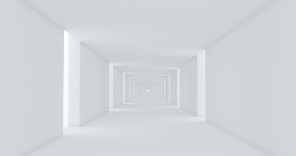 Abstract op witte achtergrond. Abstracte geometrische vorm. Stedelijk modern design. Abstracte lichtgang. Witte achtergrond. Interieur van het huis. Ruimtetunnel. — Stockvideo