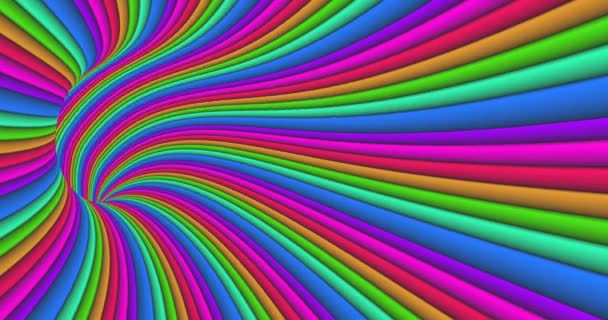 Rainbow tunnel. Abstract pattern. Texture background. Optical illusion abstract background. Concept art design. Hypnotic spiral. — Stock video