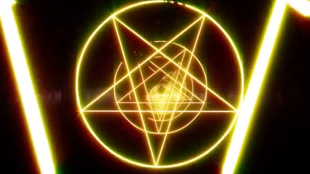 Tunnel des Étoiles Rouges Satans. Gravure vintage. Pentagramme du cercle mystique. Mystique, magie, fond .