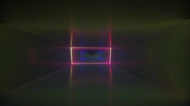 Mavi neon ışıklı arka planı olan modern soyut illüstrasyon. - Evet. Soyut üçgen arkaplan. Gösteri partisi. Saykodelik arkaplan.