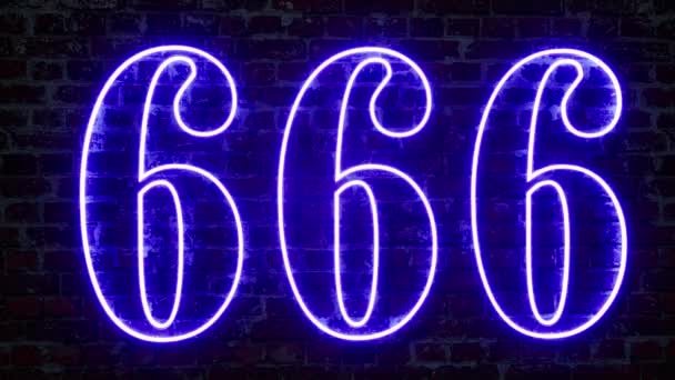 Number 666 on a brick wall Graphic element. Art design. — Stock Video