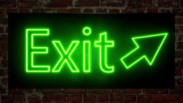 Enter exit neon sign . Open door. Escape sign. Vintage cinema metal sign. Emergency exit sign. — Stock Video