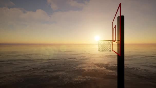 Solen faller i en basketkorg — Stockvideo