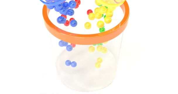 Color balls fall. Isolated object. Lottery, bingo, lotto. Concept design. — Stock Video