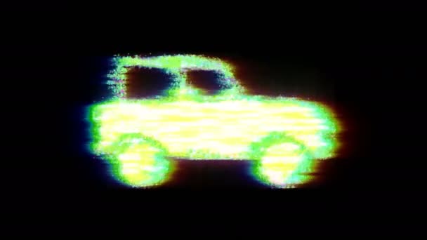 3d glitch car print 80 Estilo de tecnologia futurista — Vídeo de Stock