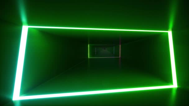 Neon-Tunnel für Konzeptdesign. Dunkelblauer Hintergrund. Futuristischer Raum. Violet Hintergrund. Umweltkonzept. — Stockvideo