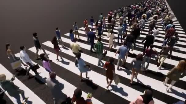 Persone folla aerea vista dall'alto zebra . — Video Stock