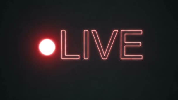 Live tv in neon stijl op zwart — Stockvideo