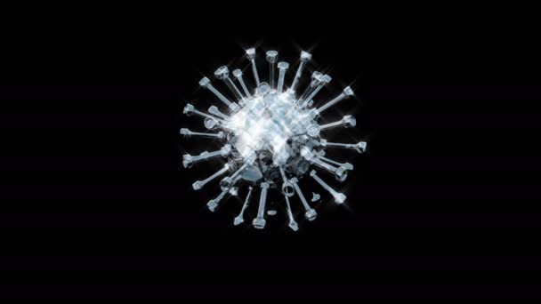 ガラスCovidは結晶粉砕機ウイルス細胞微生物を爆発させます。インフルエンザのパンデミックだ。中国病原体。病気予防. — ストック動画