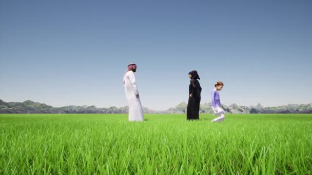 Arabia Saudyjska rodzice uae dzieci. Saudi szczęśliwa rodzina — Wideo stockowe