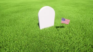 Beyaz Tombstone çimlerin üzerinde. Anma Günü