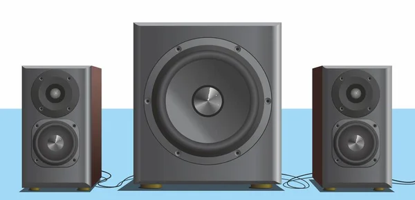 Haut Parleurs Musique Avec Subwoofer Vecteur Noir Gris Très Fort — Image vectorielle