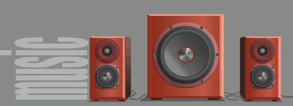 Lautsprecher Für Studiomusik Monitore Rot Auf Grauem Hintergrund — Stockvektor
