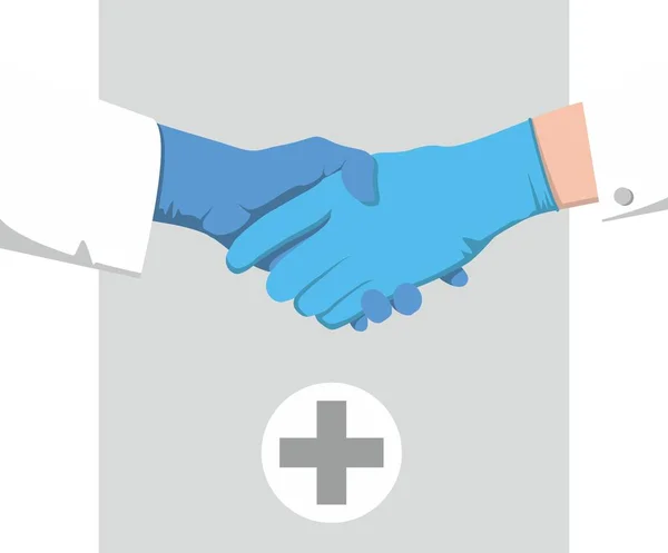 Handshake Medical Gloves Two Doctors Health Officer Shake Hands — Stock Vector