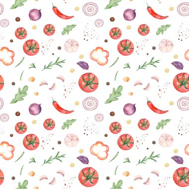 Sebze ve baharatlarla sulu boya deseni