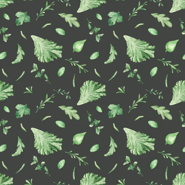 Aquarelle motif sans couture avec des herbes fraîches — Photo