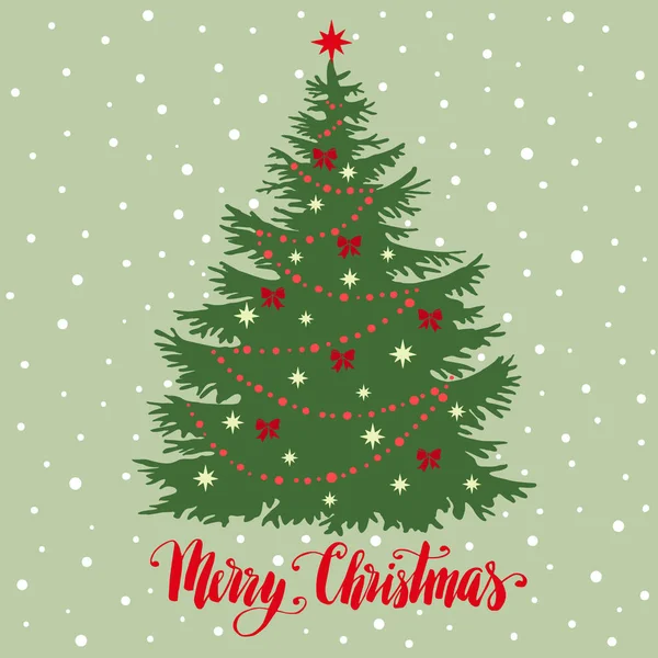 Silueta vánočního stromku s dekoracemi, vektorová ilustrace, — Stockový vektor