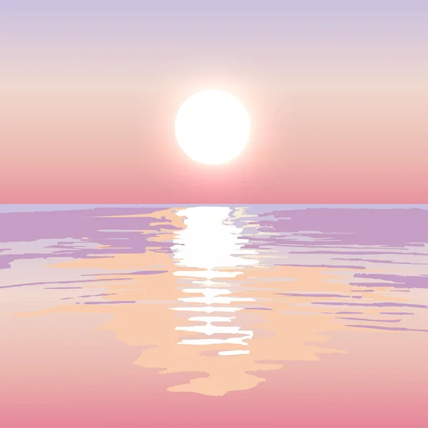 Sunset on the sea, vector landscape background. — Stock Vector