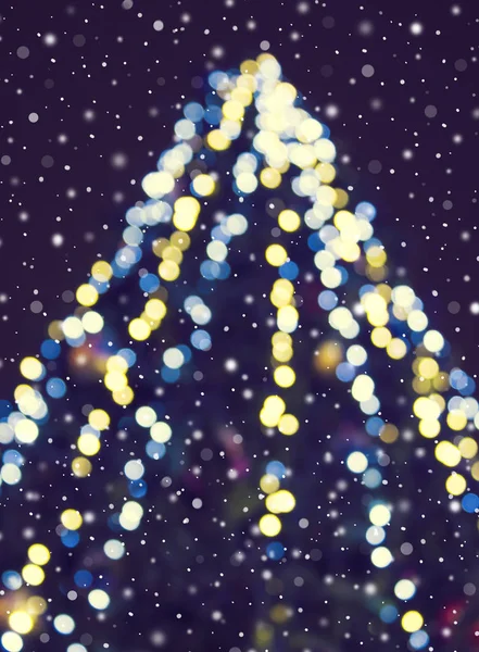 Abstrato Fundo Natal Com Árvore Natal Com Decorações Luzes Bokeh — Fotografia de Stock