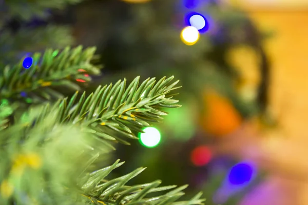 Abstrato Natal desfocado luzes na árvore de Natal . — Fotografia de Stock