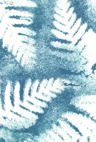 シダの葉のシルエットとスプラッタペイントの背景 — ストック写真