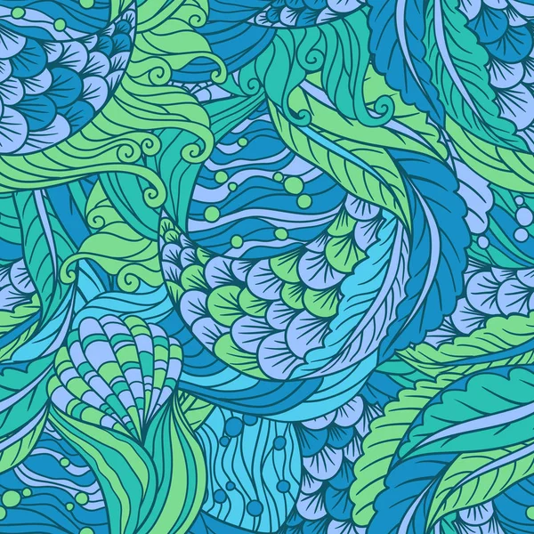 Resumen dibujado a mano bajo el agua patrón sin costura flora marina — Archivo Imágenes Vectoriales