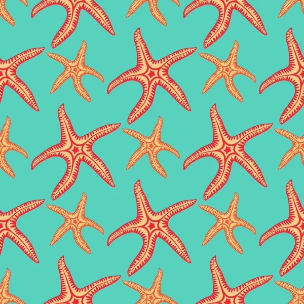 Sea star vector naadloze patroon — Stockvector