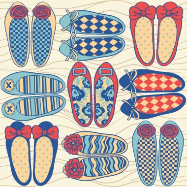  düz ayakkabı vektör deseni