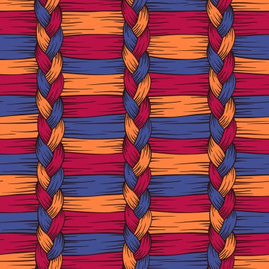 Soyut saç örgülü vektör deseni. Fiber renk deseni.