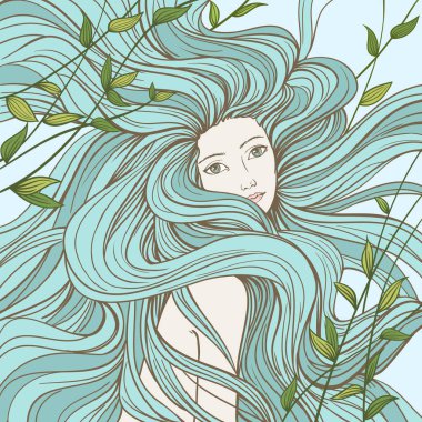  Deniz kızı vektör çizim