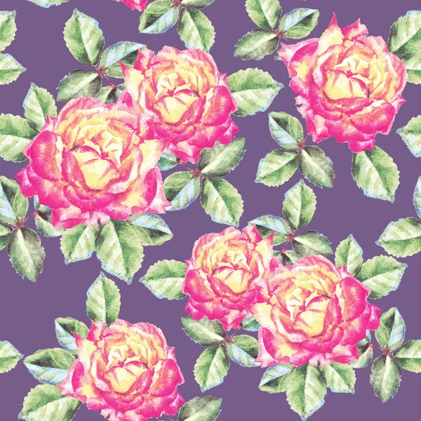 Suluboya el boyası güller, pürüzsüz desenler — Stok fotoğraf
