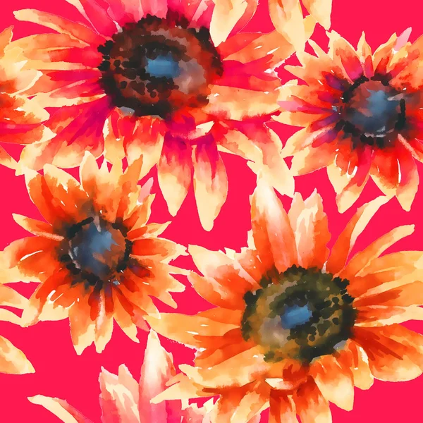 Blommig abstrakt hand måla akvarell sömlös mönster — Stockfoto