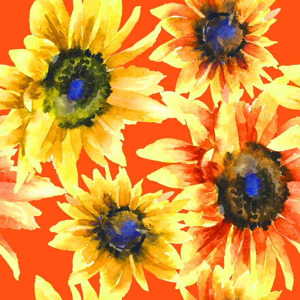 Kwiat abstrakcyjny ręka farba akwarela bezszwowy wzór — Zdjęcie stockowe