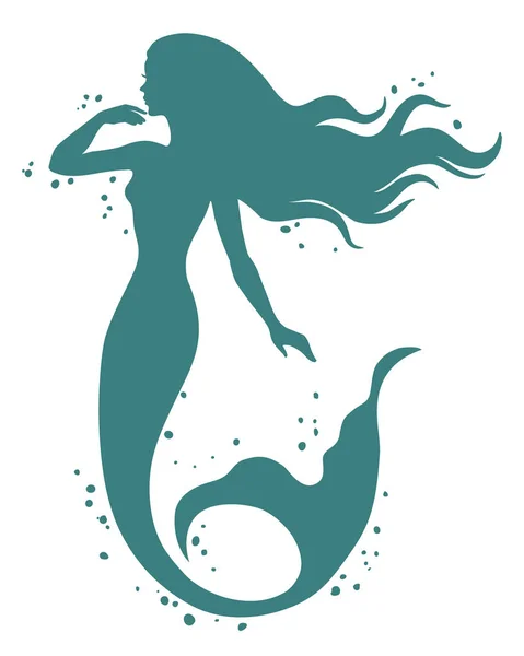 Mermaid, vector silhouette illustration. — Stock Vector