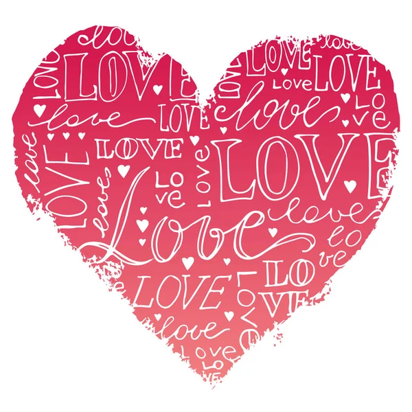 Corazón Amor Escrito Mano Letras Romántico Vector Amor Ilustración Para — Vector de stock