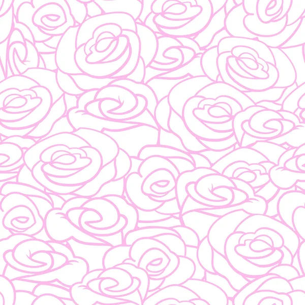 Hand drawn stylized roses, abstract vector seamless pattern — Stock Vector