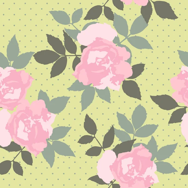 Rosas rosadas dibujadas a mano, patrón sin costuras vectoriales. Antecedentes — Vector de stock