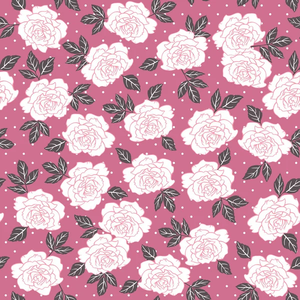 Rose Hand gezeichnet floralen Vektor nahtloses Muster. — Stockvektor