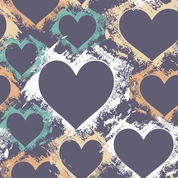 Hand paint acrylic stancil heart seamless vector pattern — 스톡 벡터