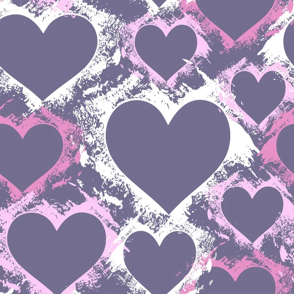 Hand paint acrylic stancil heart seamless vector pattern — 스톡 벡터