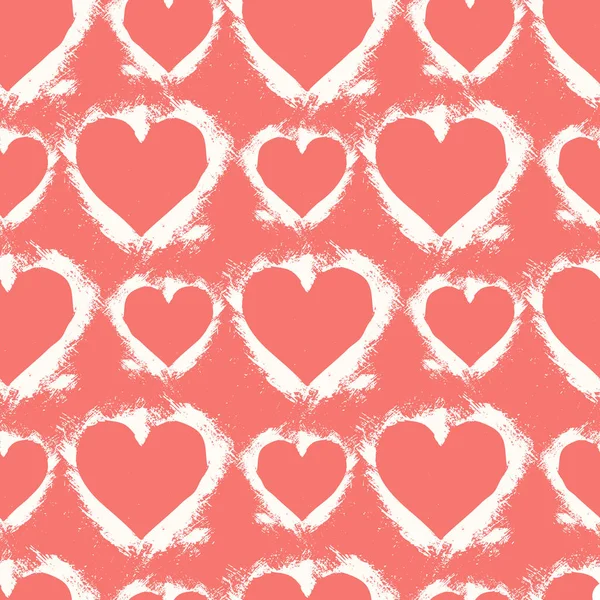 Hand paint acrylic stancil heart seamless vector pattern — 스톡 벡터