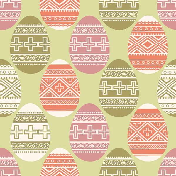 Huevos ornamentales de Pascua patrón sin costura — Vector de stock